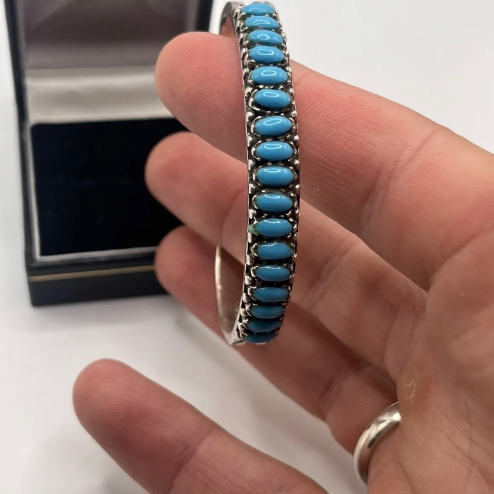 ✨HP✨ RARE ZUNI TURQUOISE SILVER CUFF - Picture 5 of 11